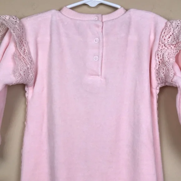 NWT Juicy Couture Kids Baby Girl Heart Spell Out Velour Long Sleeve Body Suit